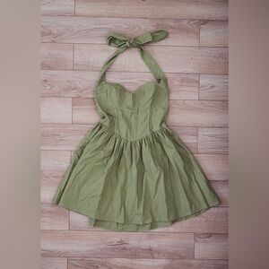 Princess Polly Sage Green Lyle Halter Dress
